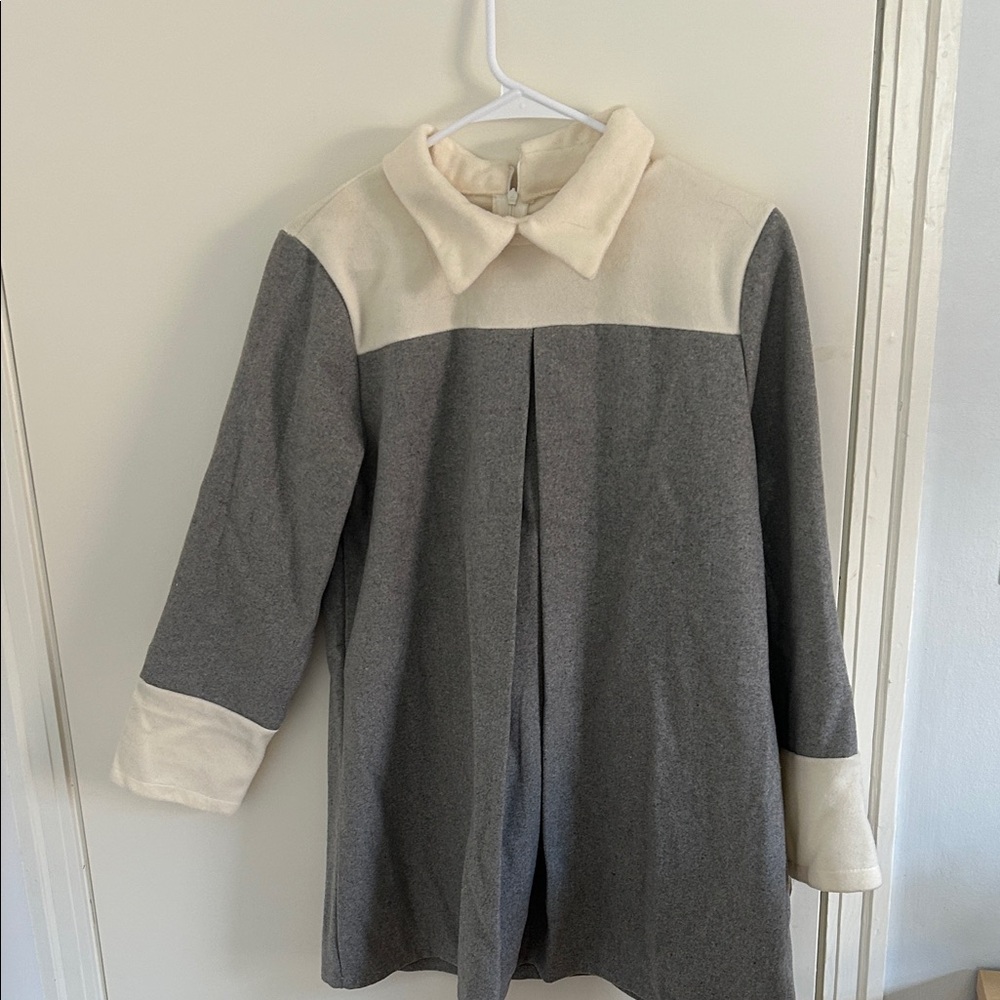 Gray and Cream Women's Pea Coat